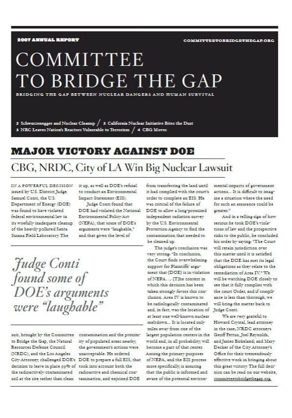 2007 CBG Annual Newsletter Winter